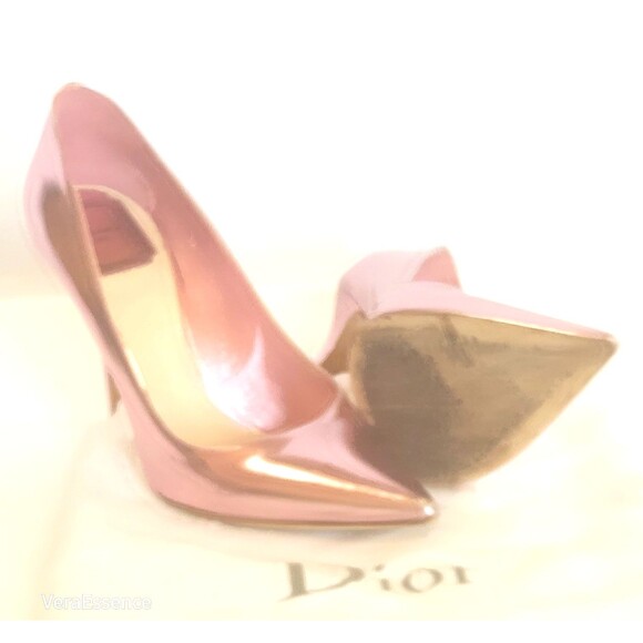 Christian Dior Women Heel Pumps Leather Shoes 9 39 Metallic Pink WSRP $859 - Picture 7 of 16
